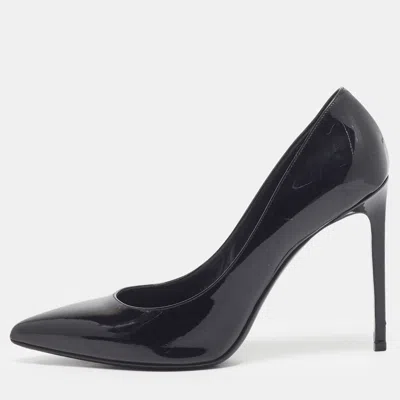 Pre-owned Saint Laurent Anja Paris Size 39.5 Black Patent Leather Pointed Toe Pumps