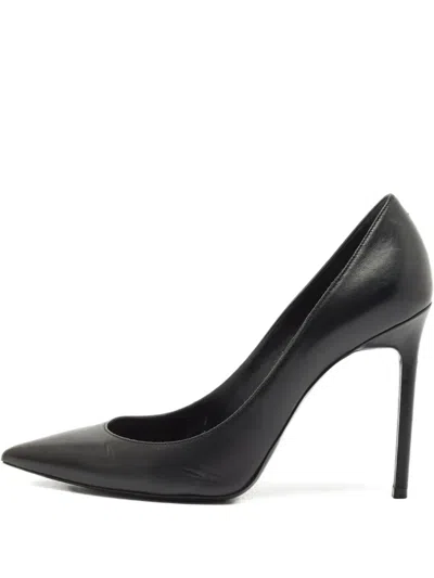 Pre-owned Saint Laurent Anja Point-toe Heeled Pump In Black