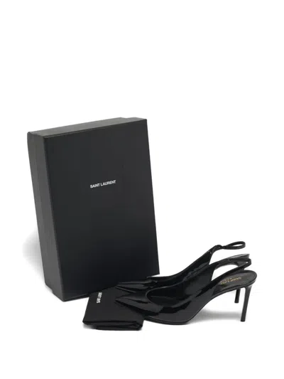 Pre-owned Saint Laurent Anja Pointed-toe Leather Pumps In Black