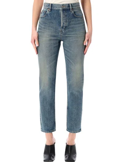 Saint Laurent 90s Blue Denim Cropped Slim-fit Jeans