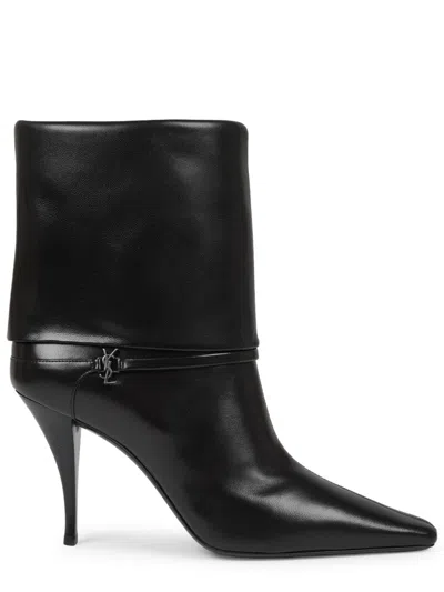 Saint Laurent Harris Eagle Brown Leather Boots In Black