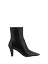 Saint Laurent Josie Embellished Leather Ankle Boots In Nero