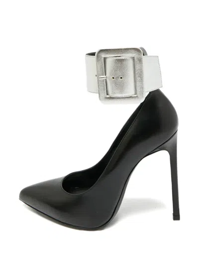 Pre-owned Saint Laurent Ankle-cuff Pointed Pumps In Black