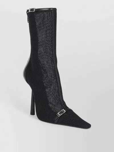 Saint Laurent Ankle Mesh Boot Pointed Toe Stiletto In Orange