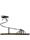Saint Laurent Ankle Strap Babylone Flat Sandals Shoes In Brown