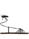 Saint Laurent Ankle Strap Babylone Flat Sandals Shoes In Brown