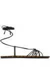 Saint Laurent Ankle Strap Babylone Flat Sandals Shoes In Brown