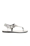 Saint Laurent Ankle Strap Flat Sandal In Argento