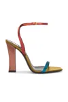 Saint Laurent Ankle Strap Sandal In Silk Duck Blue & Dark Rust