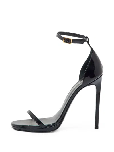 Pre-owned Saint Laurent Ankle-strap Heeled Sandals In Black
