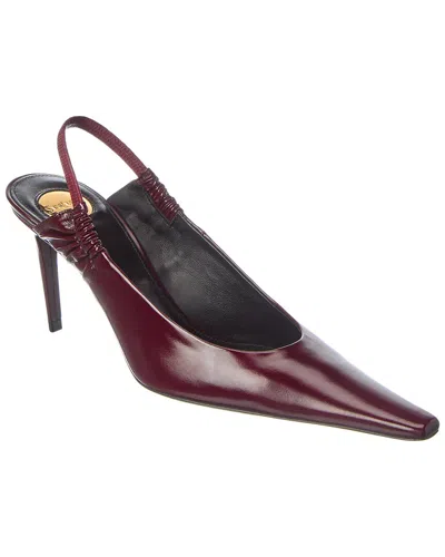 Saint Laurent Anne Marie Leather Slingback Pump In Burgundy