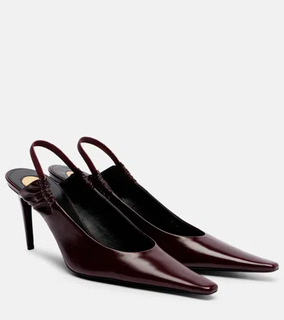 Saint Laurent Anne-marie Leather Slingback Pumps In Burgundy