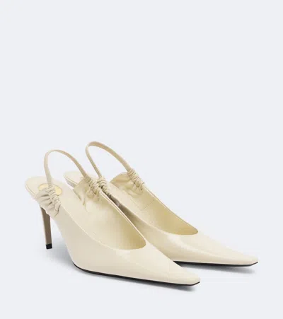 Saint Laurent Anne-marie Leather Slingback Pumps In White