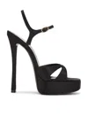 Saint Laurent Debbie Platform Sandals In Smooth Leather In Nero