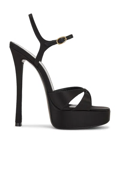 Saint Laurent Debbie Platform Sandals In Smooth Leather In Black