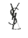 Saint Laurent Opyum Crocodile-effect Monogram Brooch In Argent Oxyde