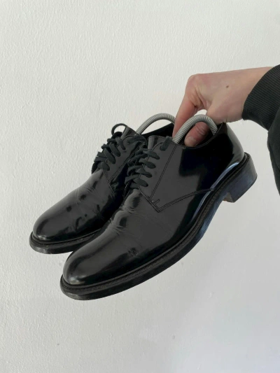 Pre-owned Saint Laurent Army Derby In Patent Leather Shoes In Black
