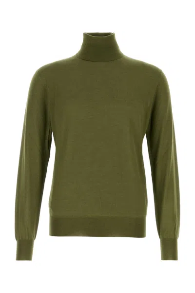 SAINT LAURENT ARMY GREEN CASHMERE BLEND SWEATER