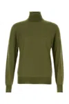 Saint Laurent Cashmere Blend Turtleneck Sweater With Long Sleeves In Green