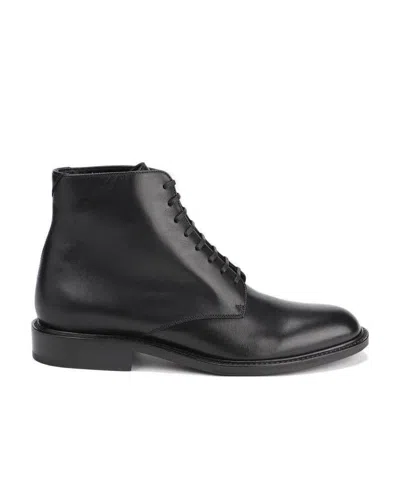 Saint Laurent Army Laced Ankle Boots In Black