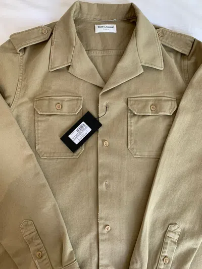Pre-owned Saint Laurent Army Style Overshirt In Beige Khaki
