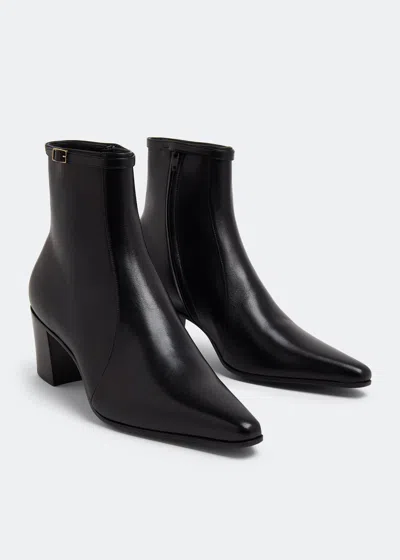 Pre-owned Saint Laurent Arsun Zipped Boots In Shiny Leather In Black