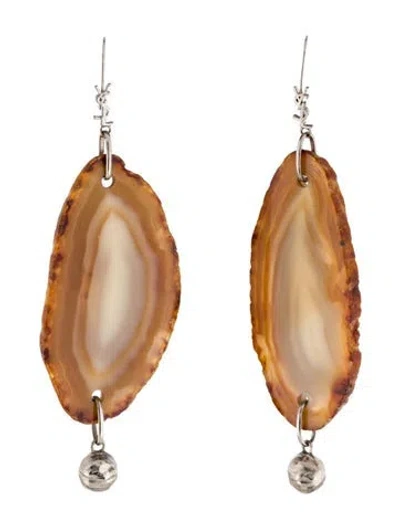 Pre-owned Saint Laurent Arty Large Drop Earrings In Brown