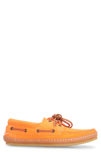 Saint Laurent Ashe Suede Deck-shoes In Orange