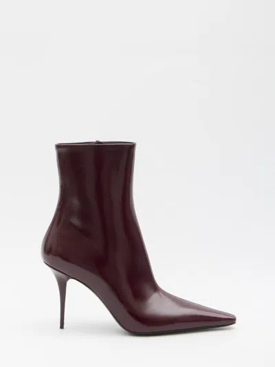 Saint Laurent Ashley Ankle Boots In Burgundy