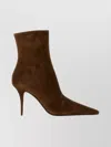 Saint Laurent Ashley Ankle Boots Pointed Toe Stiletto Heel In Brown