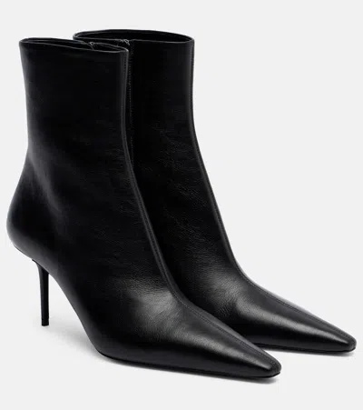 Saint Laurent Ashley Leather Ankle Boots In Black