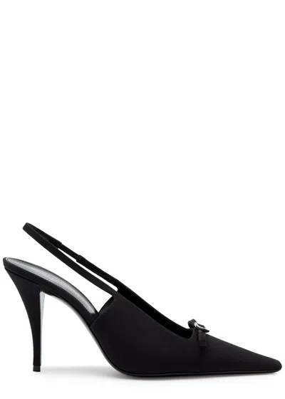 Saint Laurent Aston 95 Bow-embellished Slingback Pumps In Black