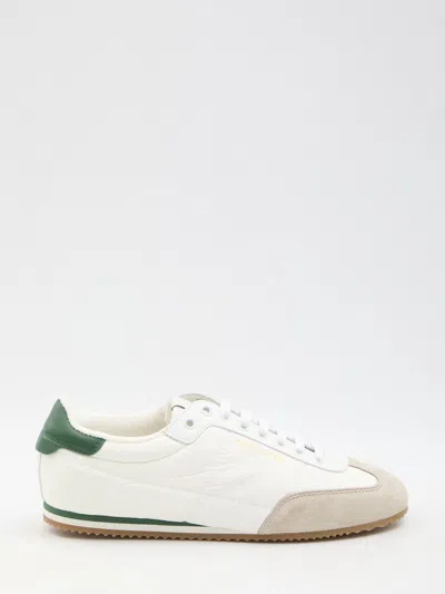 Saint Laurent Aston Suede-trimmed Sneakers In White