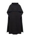 Saint Laurent Asymmetric Cotton Cape In Black