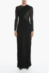 Saint Laurent Asymmetric Draped Dress With Sheered Details