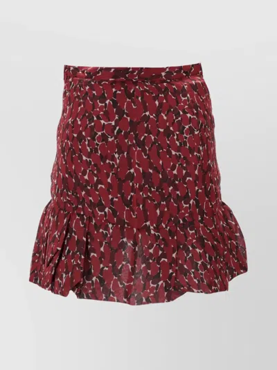 SAINT LAURENT ASYMMETRIC HEM ABSTRACT PATTERN RUFFLE SKIRT
