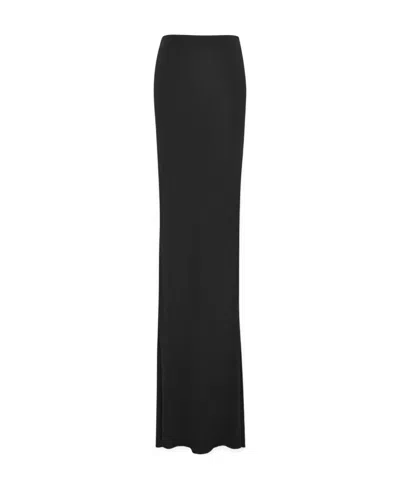 Saint Laurent Asymmetric-hem Maxi Skirt In Black