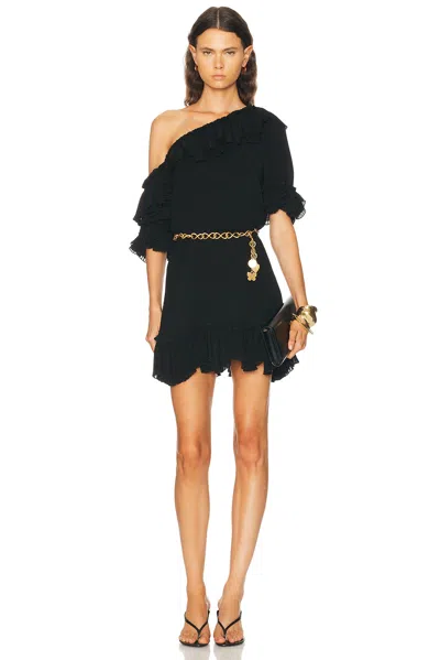 Saint Laurent Asymmetric Mini Dress In Black
