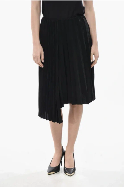 Saint Laurent Asymmetric Pleated Circle Skirt In Black