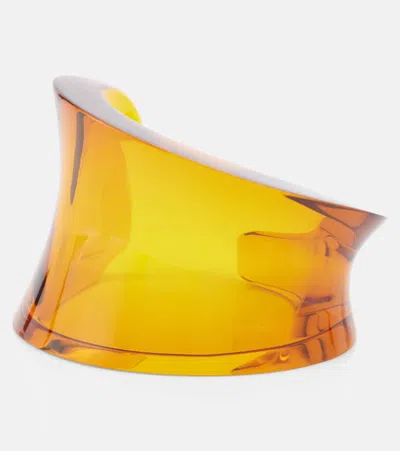 Saint Laurent Asymmetrical Bangle In Braun