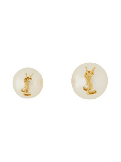 Saint Laurent Asymmetrical Earrings "cassandras" In White