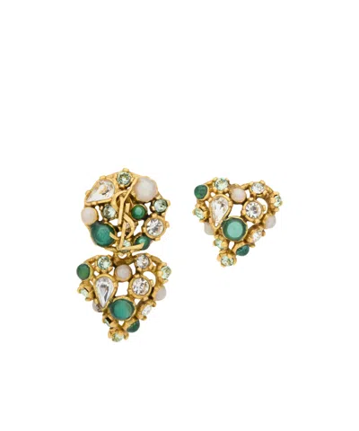 Saint Laurent Asymmetrical Heart-shaped Earrings In Gold