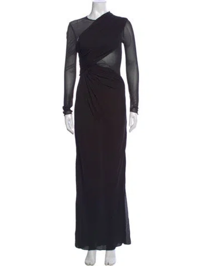 Pre-owned Saint Laurent Asymmetrical Long Dress In Black