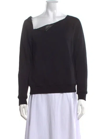 Pre-owned Saint Laurent Asymmetrical Long Sleeve Sweatshirt In Black