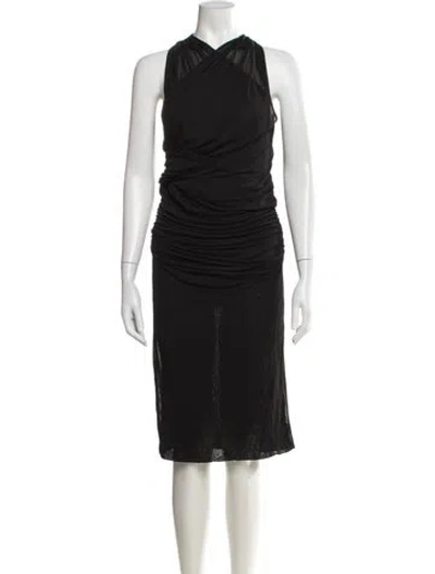 Pre-owned Saint Laurent Asymmetrical Midi Length Dress In Black