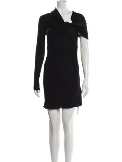 Pre-owned Saint Laurent Asymmetrical Mini Dress W/ Tags In Black