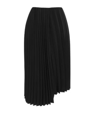 SAINT LAURENT SAINT LAURENT ASYMMETRICAL PLEATED MIDI SKIRT