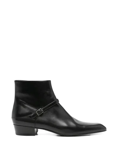 Pre-owned Saint Laurent Augustin Ankle Boots In Black
