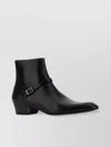 Saint Laurent Augustin Ankle Boots With Pointed Toe And Buckle Detail