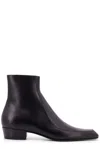 Saint Laurent Augustin Zip Detailed Ankle Boots In Black
